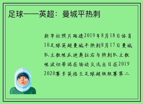 足球——英超：曼城平热刺
